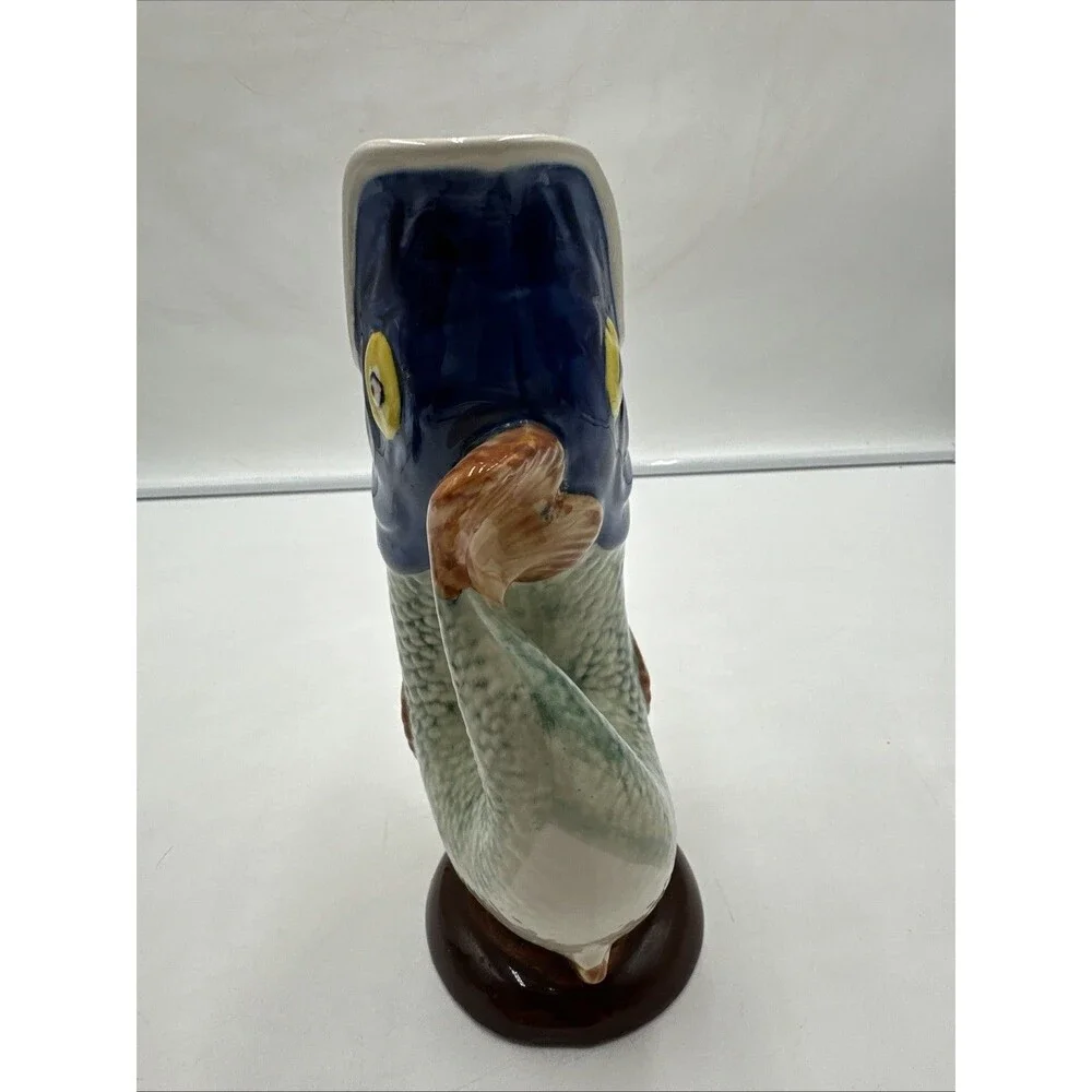 Secla Portugal Majolica Colorful Gluggle Jug Pitcher Gurgling Carp Fish 9" - Picture 2 of 8